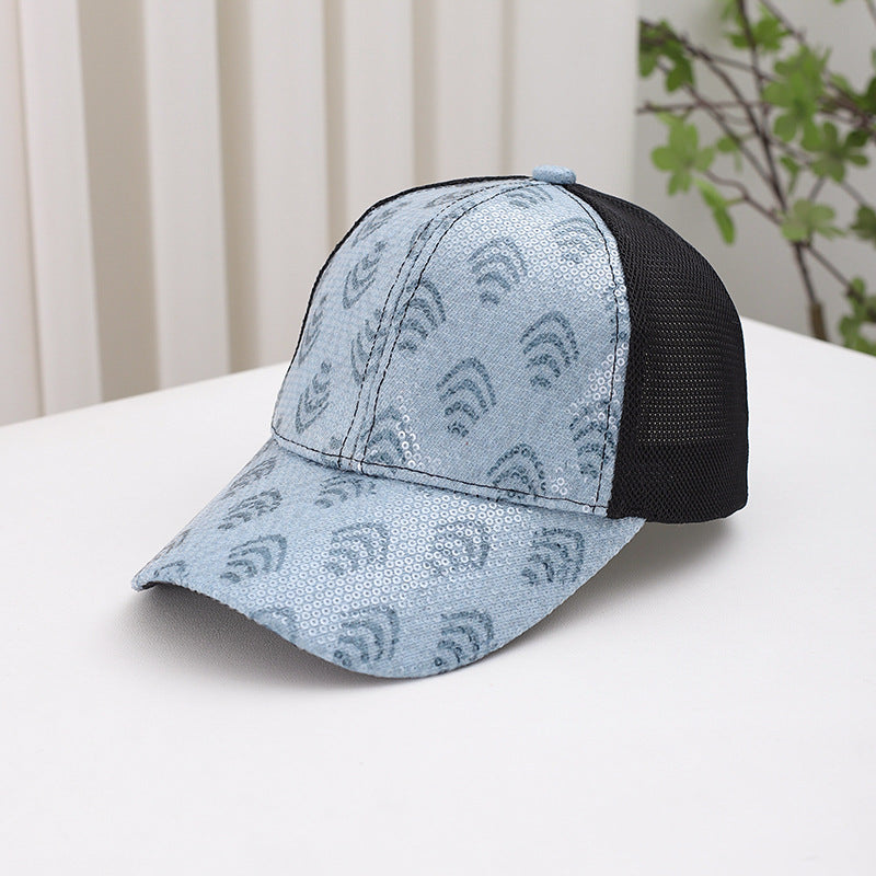 Wholesale Mesh baseball cap sun visor cap sequined leopard print mesh cap